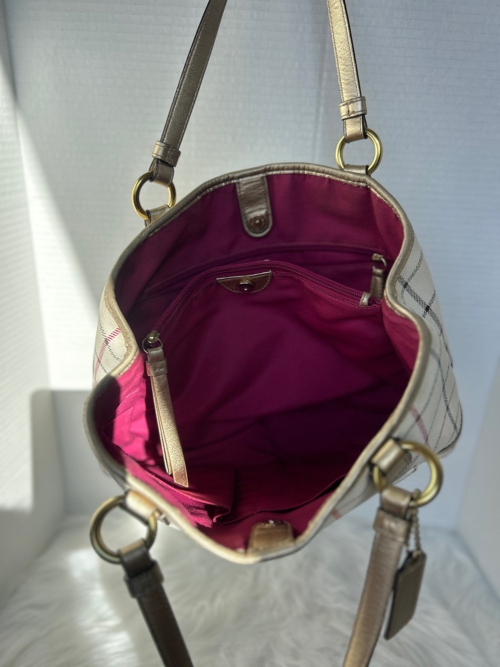 Coach F19176 Peyton Heritage Tattersall Plaid shoulder bag - Picture 3 of 7